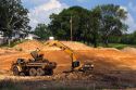 Highway construction on US 34 east of Ottumwa, Iowa.