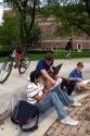 Students study with a tutor on the campus of Purdue University at West Layfayette, Indiana.