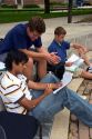 Students study with a tutor on the campus of Purdue University at West Layfayette, Indiana.