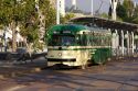 A retro trolley car in San Francisco, California.