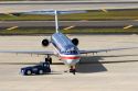 An airplane getting turned around for takeoff at the Tampa International Airport, Tampa, Florida.