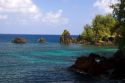 The pacific ocean off the island of Maui, Hawaii in Hana Bay.