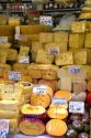 Varieties of cheese for sale at the Mercado Municipal in Sao Paulo, Brazil.