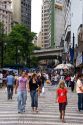 People on a walking street in Sao Paulo, Brazil.
