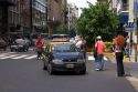 Taxi and street scene in Buenos Aires, Argentina.