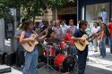 Street performers play music in Buenos Aires, Argentina.