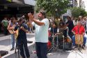 Street performers play music in Buenos Aires, Argentina.