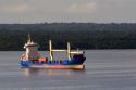 A container ship on the Amazon River at Manaus, Brazil.