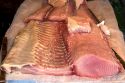 A large fillet of fish being sold at a market in Manaus, Brazil.