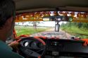 Inside public transit van across the Amazon River from Manaus, Brazil.