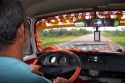 Inside public transit van across the Amazon River from Manaus, Brazil.