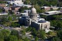 Aerial view of the Idaho State Capitol Building in Boise, Idaho.