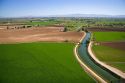 Aerial view of farmland and an irrigation canal in Canyon County, Idaho.