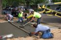 Workers pouring a new concrete driveway in Boise, Idaho.