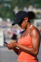 African american woman text messaging on her cell phone in Seattle, Washington. MR