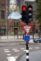 Stop light in front of the Rijksmuseum in Amsterdam, Netherlands.