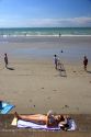 Beach scene at the village of Wimereux in the department of Pas-de-Calais, France.