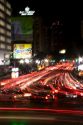 Nighttime traffic and city lights in Mexico City, Mexico.