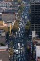 Aerial view of heavy traffic in Mexico City, Mexico.