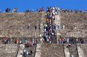 Tourists climb the steps of the Pyramid of the Sun at Teotihuacan in the State of Mexico, Mexico.