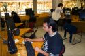 Students do research on computers in the Central Library at the National Autonomous University of Mexico in Mexico City, Mexico.