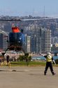 Armada de Chile helicopter taking off at Vina del Mar, Chile.