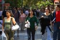 People walk on the Paseo Ahumada in Santiago, Chile.