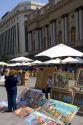 Vendor selling art in the Plaza de Armas in Santiago, Chile.