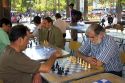 Chilean men play chess in the Plaza de Armas in Santiago, Chile.