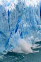 Ice breaking off the face of the Perito Moreno Glacier located in the Los Glaciares National Park in the south west of Santa Cruz province, Patagonia, Argentina.