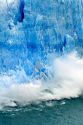 Ice breaking off the face of the Perito Moreno Glacier located in the Los Glaciares National Park in the south west of Santa Cruz province, Patagonia, Argentina.