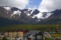 Housing below the Martial mountain range at Ushuaia on the island of Tierra del Fuego, Argentina.