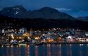 The harbor and city at Ushuaia on the island of Tierra del Fuego, Argentina.