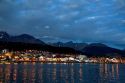 The harbor and city of Ushuaia on the island of Tierra del Fuego, Argentina.