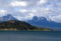 View of the mountain range in Chile across the Beagle Channel near Ushuaia, Argentina.