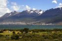 Tent camping on the bay at Ushuaia, Argentina.