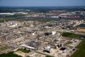 Aerial view of oil refineries along the Houston Ship Channel in Houston, Texas.