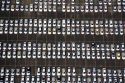Aerial view of new imported cars at the Port of Houston in Houston, Texas.
