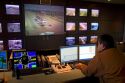 Employee looking at video of traffic at the Ada County Highway District in Boise, Idaho.