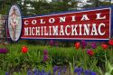 Sign for Colonial Michilimackinac at Mackinaw City, Michigan.
