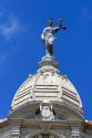 Lady Justice depicted with a sword and scales atop the Ionia County Courthouse in Ionia, Michigan.