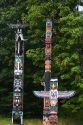 Totem poles located in Stanley Park at Vancouver, British Columbia, Canada.