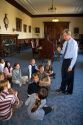 Governer John Lynch speaking to school children inside the New Hampshire State House at Concord, New Hampshire, USA.