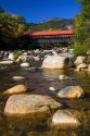 Covered bridge crossing the Swift River in the White Mountain National Forest at Albany, New Hampshire, USA.