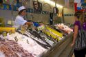 Fish market inside a supermarket in the town of Guernica in the province of Biscay, Basque Country, Northern Spain.