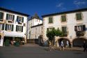 Street scene in the village of Sare, Pyrenees-Atlantiques, French Basque Country, Southwest France.