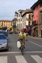 Bicyclist in the town of Cangas de Onis, Asturias, northern Spain.