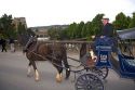 Horse drawn carriage taxi in the city of Bath, Somerset, England.