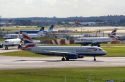 British Airways airliner on the runway at London Heathrow Airport, England, United Kingdom.