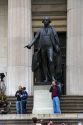 George Washington statue in front of the Federal Hall located at 26 Wall Street in New York City, New York, USA.